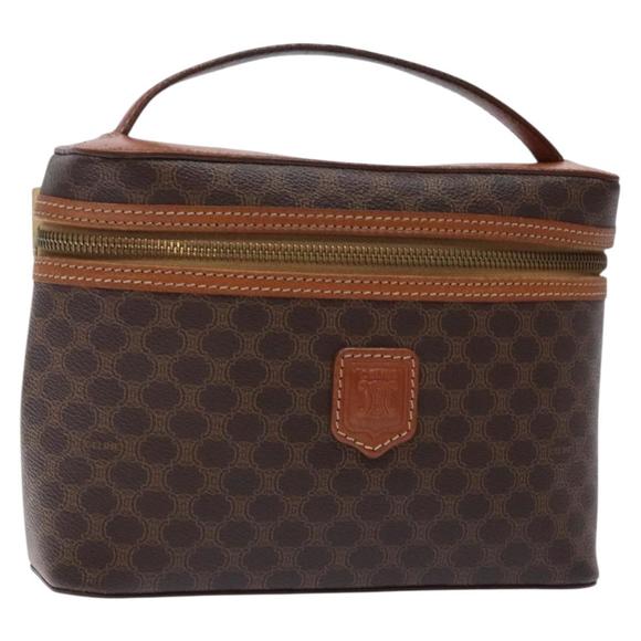 CELINE Macadam Canvas Hand Bag PVC Leather Brown Gold Auth 132559 - Picture 1 of 16